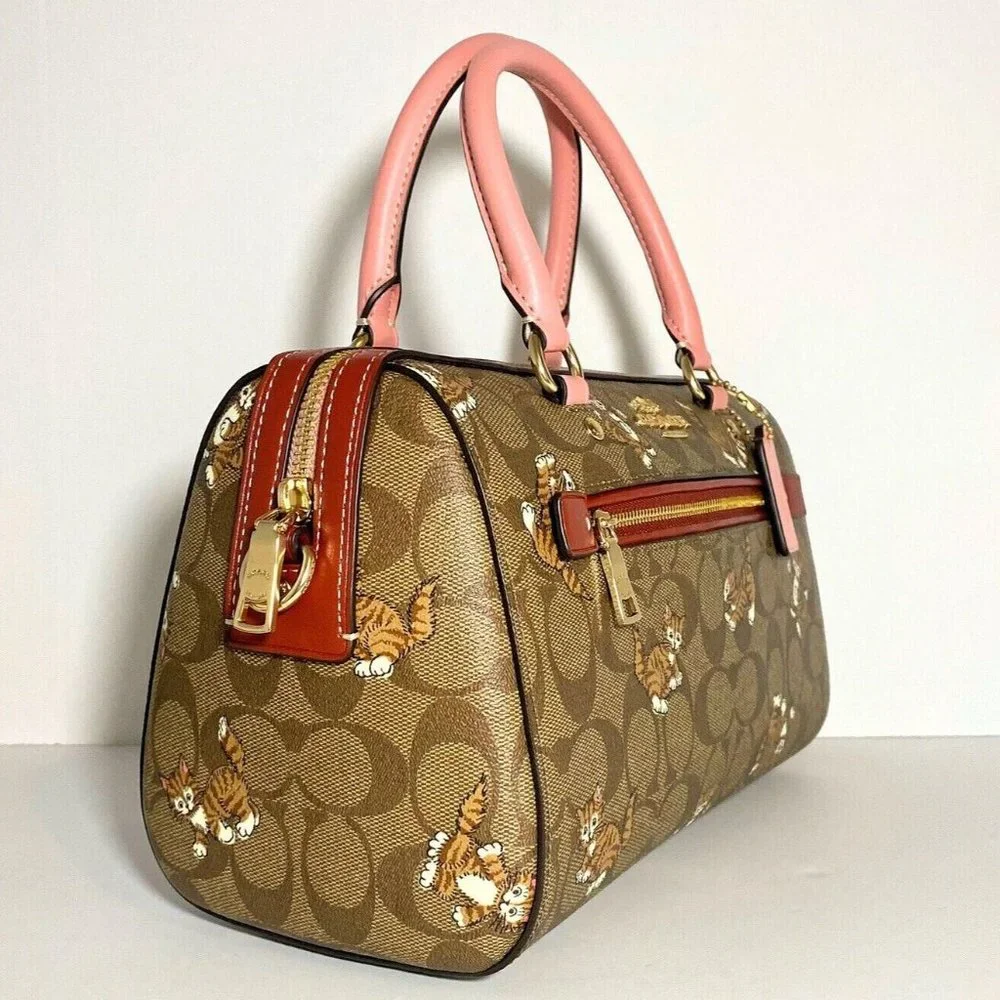 Coach Dancing Kitten Critters Print Signature Rowan Satchel Bag NWT - Picture 8 of 13
